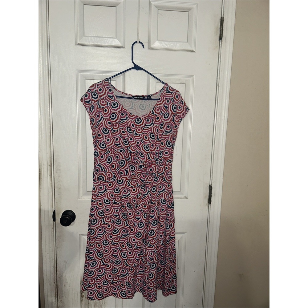 NEW Lands End Women's Medium Cap Sleeve Twist Front Fit and Flare Dress